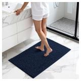 SUBRTEX Bathroom Rugs, 20 x 32 Chenille Bath Rug Soft Short Plush Bath Mat Soft Shower Mat Water Absorbent Shower Mat Quick Dry Machine Washable, Navy