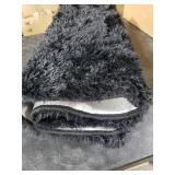 Ailyei Soft Runner Rugs for Bedroom Hallways, 2x4 Black Fluffy Shag Throw Area Rug Non Slip for Bedside Dorm, Long Shaggy Furry Carpet for Nursery Living Room