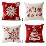 Andreannie Set of 4 Throw Pillow Cover Christmas Beige Shadow Let It Snow Snowflakes Red Cotton Linen Throw Pillow Case Cushion Cover for Sofa Bed Couch Home Decor Square 18 X 18 Inches(Blood Red)