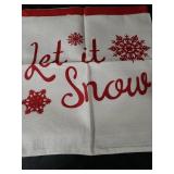 Andreannie Set of 4 Throw Pillow Cover Christmas Beige Shadow Let It Snow Snowflakes Red Cotton Linen Throw Pillow Case Cushion Cover for Sofa Bed Couch Home Decor Square 18 X 18 Inches(Blood Red)