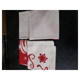 Andreannie Set of 4 Throw Pillow Cover Christmas Beige Shadow Let It Snow Snowflakes Red Cotton Linen Throw Pillow Case Cushion Cover for Sofa Bed Couch Home Decor Square 18 X 18 Inches(Blood Red)