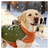 Reversible Waterproof Dog Coat - Adjustable Winter Jacket for Small to Large Breeds, Warm Cold Weather Apparel for Medium Dogs (Army Green & Orange, Small (Pack of 1))