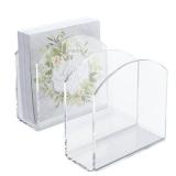 PITBVO Napkin Holder, 2 Pack Clear Acrylic Napkin Tissue Holder for Table,Tissue Paper Cocktail Napkin Holder for Kitchen, Dinner Napkin Dispenser for Bar, Restaurant