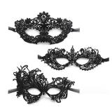 TFTSR Masquerade Masks for Women & Men - Mardi Gras & Venetian Dress Mask in Black & Gold Lace