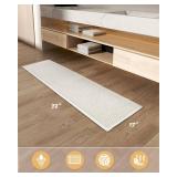 AMOAMI Upgraded Waffle Runner Rug Super Absorbent Non Slip Bath Mats for Bathroom Machine Washable Bathroom Runner Rug with Tassels, Ideal for Hallway Bedroom Laundry Room, White, 17 x 72