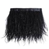 2 Yards Ostrich Feathers Trim Fringe Ribbon Natural Ostrich Feathers Trim Fringe with Satin Ribbon 3-4 Inches for Sewing Crafts, Costumes Decoration, DIY Dress, Boots, Wedding Decoration (Black)