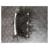 2 Yards Ostrich Feathers Trim Fringe Ribbon Natural Ostrich Feathers Trim Fringe with Satin Ribbon 3-4 Inches for Sewing Crafts, Costumes Decoration, DIY Dress, Boots, Wedding Decoration (Black)
