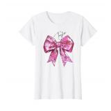 Taylor Lover First Name Teen Girls Women Pink Disco Ball Bow T-Shirt