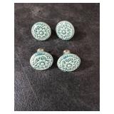 Piutouyar Green Ceramic Knobs and Pulls for Drawer, Dressers, Cupboard, Closet - 34mm / 1.3Inch Diameter (4Pcs)