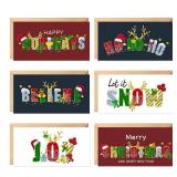 easykart labels 18 Christmas Cards Assortment with Envelopes & Sealing Stickers,Holiday Theme 6 Designs with Foiling & Emboss Effect,7.25 x 3.75 For Friends, Family and loved Ones