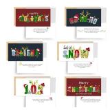 easykart labels 18 Christmas Cards Assortment with Envelopes & Sealing Stickers,Holiday Theme 6 Designs with Foiling & Emboss Effect,7.25 x 3.75 For Friends, Family and loved Ones