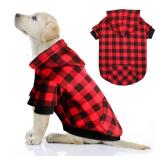 Red Plaid Dog Hoodie Sweater for Dogs Pet Clothes with Hat and Pocket XL