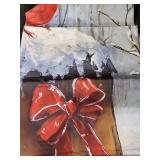 LB Christmas Snowman Shower Curtain- Cardinal Bird Red Bow Winter Snow Forest Bath Curtain- Washable Waterproof Fabric Bathroom Decor with  Hooks,72x72 inches