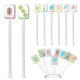 LemonRoad 8 Pcs Mahjong Cocktail Swizzle Sticks, Plastic Mahjong Drink Stirrers, Acrylic Shafts for Cocktail, Coffee, Whiskey Beverage, Crystal Cake, Bars, Restaurants, Cafes, Home (Multicolor)