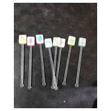 LemonRoad 8 Pcs Mahjong Cocktail Swizzle Sticks, Plastic Mahjong Drink Stirrers, Acrylic Shafts for Cocktail, Coffee, Whiskey Beverage, Crystal Cake, Bars, Restaurants, Cafes, Home (Multicolor)