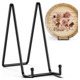 TR-LIFE 10 Inch Large Plate Stands for Display - Metal Plate Holder Display Stand + Picture Frame Holder Stand + Small Easels for Decorative Platter, Book, Plaques, Photo, Tabletop Art (2 Pack)