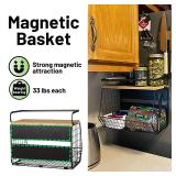 Ofiray-home Magnetic Shelf for Fridge with Wood Lid, Fruit Potato and Onion Storage Bins, Pantry Organizers & Storage, Large Container Magnetic Spice Rack for Refrigerator, Kitchen Counter, Cabinet