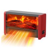 Pxonmow Small Space Heater with Realistic Flame Effect,600W Portable Mini Electric Desk Heater for Indoor Use,Fast Heating for Office,Bedroom,Study Room with Overheating & 45° Tip-Over Protection