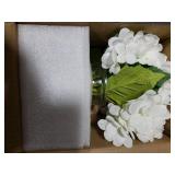 Hollyone Hydrangea Artificial Flowers with Vase White Silk Fake Flowers Arrangements in Glass Vase with Faux Water for Home Bathroom Office Table Centerpiece Shelf Decorations