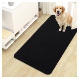 OLANLY Dog Door Mat for Muddy Paws 40x24, Absorbs Moisture and Dirt, Absorbent Non-Slip Washable Doormat, Quick Dry Chenille Mud Mat for Dogs, Entry Indoor Entryway Carpet for Inside Floor, Black