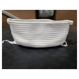 COMSE Small Woven Basket with Gift Bags and Ribbons, Gift Basket Empty, Cotton Rope Storage Organizer, Baby Toy Box with Handles, 12 x 8 x 5, White