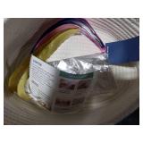 COMSE Small Woven Basket with Gift Bags and Ribbons, Gift Basket Empty, Cotton Rope Storage Organizer, Baby Toy Box with Handles, 12 x 8 x 5, White