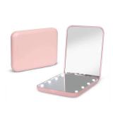 Kintion Pocket Mirror, 1X/3X Magnification LED Compact Travel Makeup Mirror with Light for Purse, 2-Sided, Portable, Folding, Handheld, Small Lighted Mirror for Gift, Pink