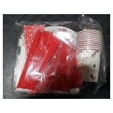 Christmas Paper Plate Set, including Plates, Cutlery, Tablecloth and Decorative Banner; Christmas Table Decoration Set for Festive Ambiance