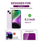 Ifaeveus 2 Pack Privacy Screen Protector for iPhone 14/13 Pro/13 Tempered Glass 6.1inch Private Saver Purple Anti-Spy Anti-Blue Light Anti-Scratch Full Coverage