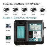 DC18RF Fast Charger Compatible with Makita 18V Battery, Replacement for Makita 18v Charger with LCD Display & USB Port, Fits 14.4V/18V Lithium-Ion Batteries BL1815 BL1830 BL1850 BL1860