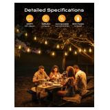 Brightown Outdoor String Lights Patio Lights, 100FT ST38 Shatterproof Dimmable Waterproof Connectable LED Christmas Lights, Hanging Outside Light for Backyard, Porch, Deck, Balcony, Garden, Home Decor