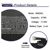 SUNNEAR BN03XL L77034-005 Laptop Battery Replacement for HP Envy 13 13-AY 13-ba 13-AR Envy X360 15 2020 15-ED 15M-EE 15M-EE0023DX 15M-EE0013DX Series Notebook L73965-271 L76985-271 HSTNN-DB9N 51Wh
