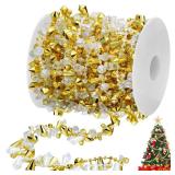 Bucherry 23ft Christmas Garland Crystal Acrylic Christmas Beaded Garlands Hanging Rustic Christmas Tree Decorations Twist Bead String Ornaments for Wedding Party Decor(Gold and Clear Iridescent)