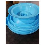 Cake Cupcake Carrier with Lid and Handle + Cake Stand Plate with Dome | 10 Round Cake Container Holder with Cover | Plastic Pie Carrier Cake Storage Container | Bunt Keeper Platter Tray for Transport