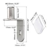 Shelf Support Pegs, 1/4 Inch (6.35mm) Metal Shelf Pins for Wood Shelves Adjustable Shelf Brackets L-Shaped Clips with Silicone Sleeve for Kitchen Bookcase Cabinet Furniture Support