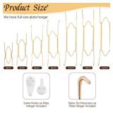 2 Pack Plate Hangers for The Wall Suitable for 10-14 inch Small Decorative Plate, Invisible Stainless Steel Plate Hangers for Display with Wall Hooks, for Plates/Platter/Dish/Picture(Gold)