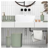 XLHOMO Bathroom Accessories Set - Gorgeous Bathroom Set, 10PC Sage Green Bathroom Accessory Set, Toilet Brush, Trash Can & Soap Dispenser