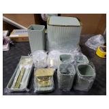 XLHOMO Bathroom Accessories Set - Gorgeous Bathroom Set, 10PC Sage Green Bathroom Accessory Set, Toilet Brush, Trash Can & Soap Dispenser