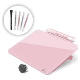 Pink Mini Desktop Pure Glass Whiteboard, Small Slope Slick Desk Whiteboard Glass, Desk White Board, Desktop White Board Dry Erase, Stenography Artifact for Office Home Schooling Decor, 8x6 Inches