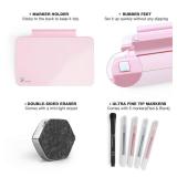 Pink Mini Desktop Pure Glass Whiteboard, Small Slope Slick Desk Whiteboard Glass, Desk White Board, Desktop White Board Dry Erase, Stenography Artifact for Office Home Schooling Decor, 8x6 Inches