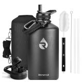 RAYMYLO One Gallon Water Bottle Insulated, Triple Walled Vacuum Stainless Steel (Cold for 48 Hrs), Leak Proof & Non-BPA, Large Water Flask Jug with Paracord Handle & Straw Spout Lids