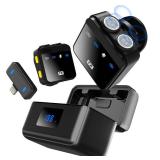 Anilivo Wireless Lavalier Microphone for iPhone/iPad with Lightning Mini Lapel Mic Wireless, 48KHz/24Bit, 150ft Range, Noise Cancellation, 70H Battery for Video Recording and Streaming