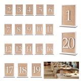 Ecoaterui 20 Pcs Table Numbers - 1-20 Wedding Table Numbers with Wooden and Rattan Sign for Banquet Restaurant Wedding Party Decor