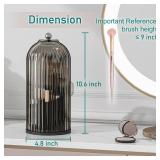 GAXmi Makeup Brush Holder with Lid Cosmetic Tools Organizer 360 Rotating Waterproof Dustproof Beauty Brushes Storage for Vanity, Black-Grey