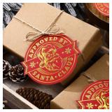 Resurhang 36 Pcs Christmas Gift Tag with String 3D Santa Gift Tag Gold Foil Present from Santa Claus Premium Gold Tags for Kids Christmas Party Decor(Classic)