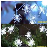 WesGen Christmas Lights Snowflake String Lights Battery Operated Waterproof 20ft, 40 LED Fairy Lights for Xmas Garden Patio Bedroom Party Decor Christmas Decorations, White