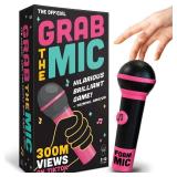 Lucky Egg Official Grab The Mic Family Karaoke Board Game w/Foam Mic, 8+ Ages, 2-10 Players - Games for Bad Singers w/ 240 Lyrics (120 Cards) (First Edition) NO MIC