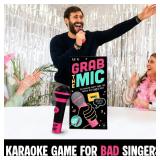 Lucky Egg Official Grab The Mic Family Karaoke Board Game w/Foam Mic, 8+ Ages, 2-10 Players - Games for Bad Singers w/ 240 Lyrics (120 Cards) (First Edition) NO MIC