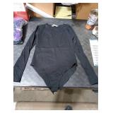 MANGOPOP Womens Bodysuit Long Sleeve Crew Neck Body suit for Women Ribbed Bodysuits Shirts, Black, Medium