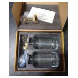 Molimoli Syrup Dispenser for Coffee Bars, Glass Syrup Bottle w. Pump, 16.9 oz 500 ml, Set of 2, Gold Upgraded Dispenser